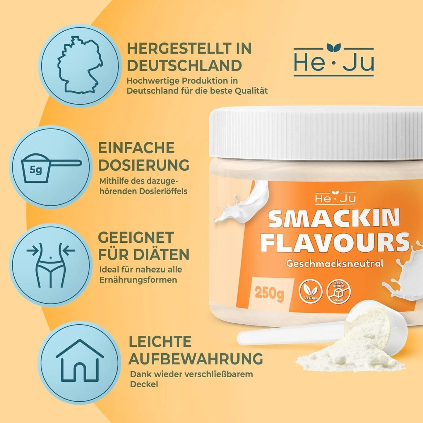 He-Ju, prášek s neutrální příchutí, 250 gramů Aromas Naty Shop