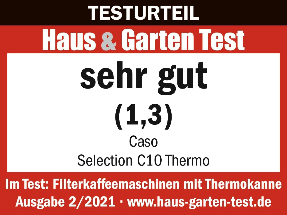 Kávovar CASO Selection C 10 Thermo Design – Nerezové pouzdro, 1,2l izotermická karafa (10 šálků), dotykové ovládání a časovač, funkce Aroma PLUS, permanentní filtr, filtr proti odkapávání
