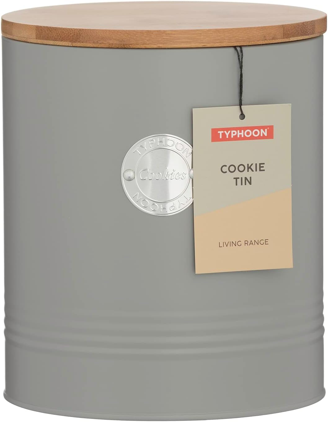 LIVING kolekce, dóza na sušenky s víčkem | pastelově šedá | 3,4L úložný box na sušenky | ocelová dóza na sušenky s víčkem | Bambusové vzduchotěsné dózy s víčky Naty Shop boxy na skladování potravin