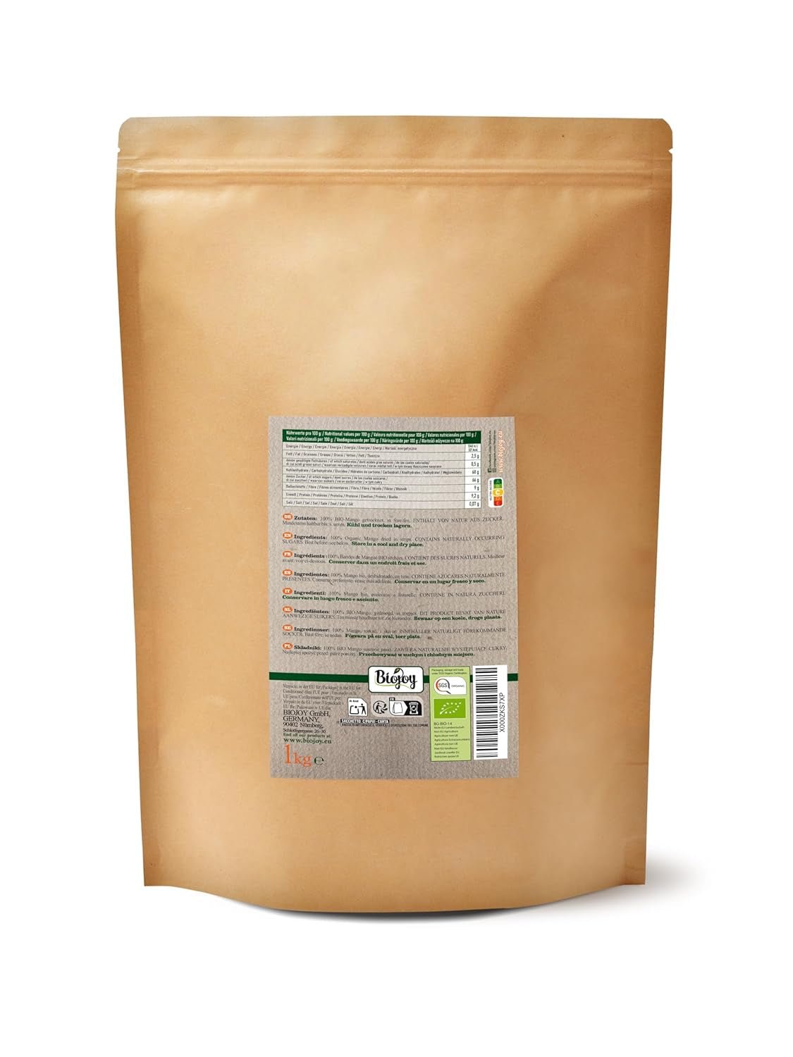 Biojoy BIO sušené mango (1 kg), nesířené dehydratované produkty Naty Shop
