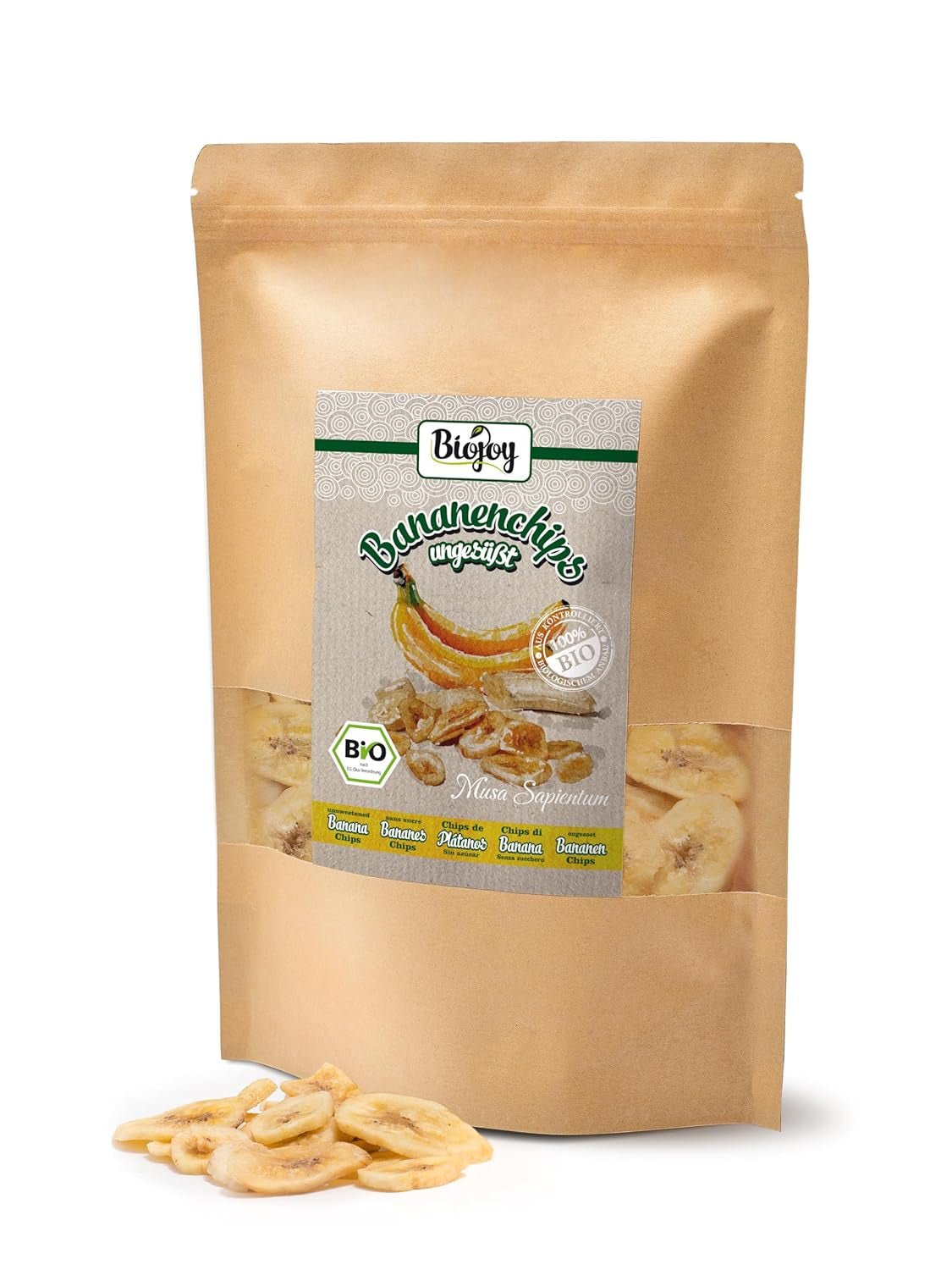 Biojoy bio banánové lupínky (500 g), sušené a nesířené Naty Shop dehydratované produkty