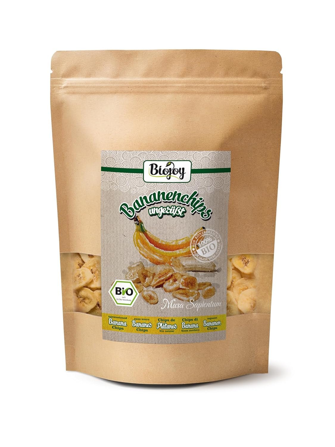 Biojoy bio banánové lupínky (500 g), sušené a nesířené Dehydrované produkty Naty Shop 250 G