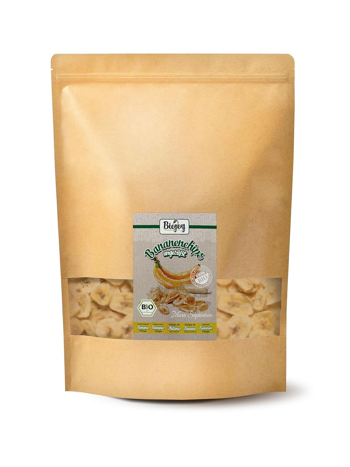 Biojoy bio banánové lupínky (500 g), sušené a nesířené Naty Shop dehydratované produkty 1 kg (1 balení)