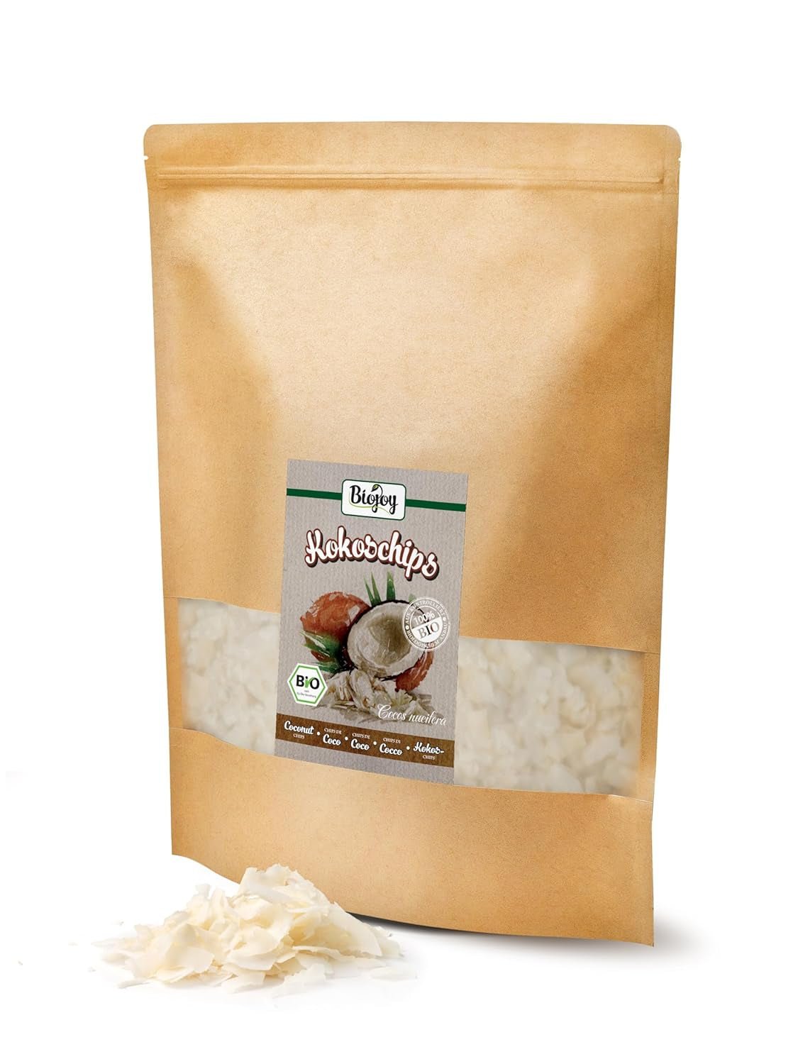 Biojoy bio sušené kokosové lupínky (1 kg), neslazené a nesmažené Dehydrované produkty Naty Shop