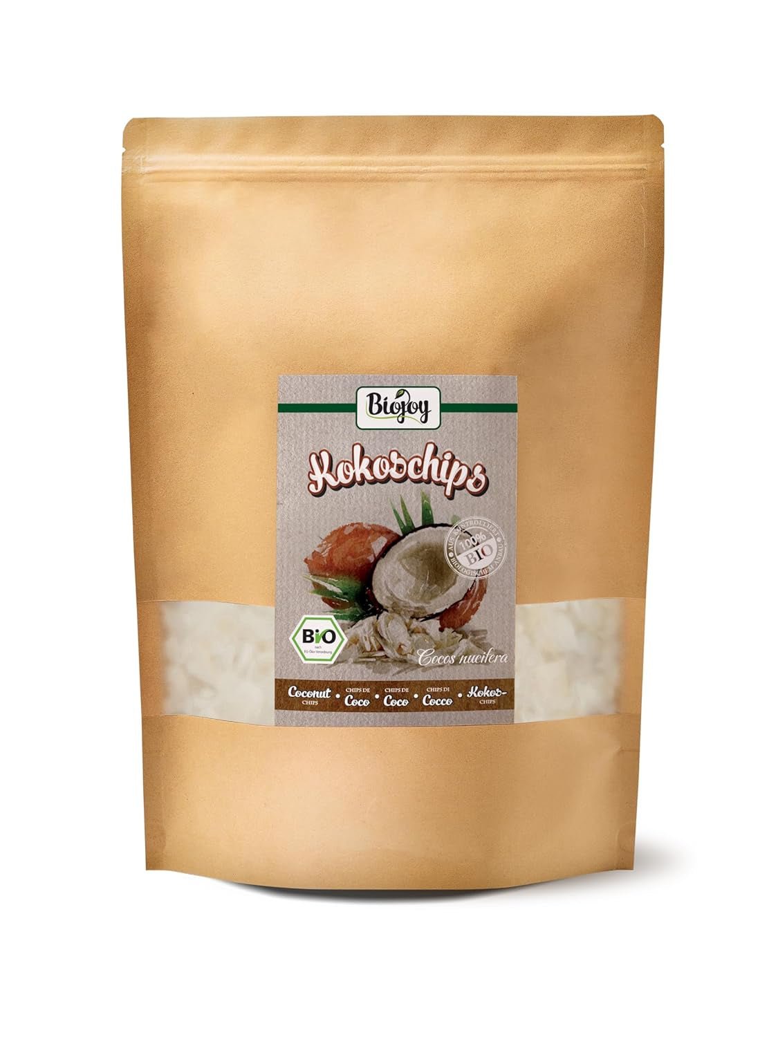 Biojoy bio sušené kokosové lupínky (1 kg), neslazené a nesmažené Dehydrované produkty Naty Shop 500 G