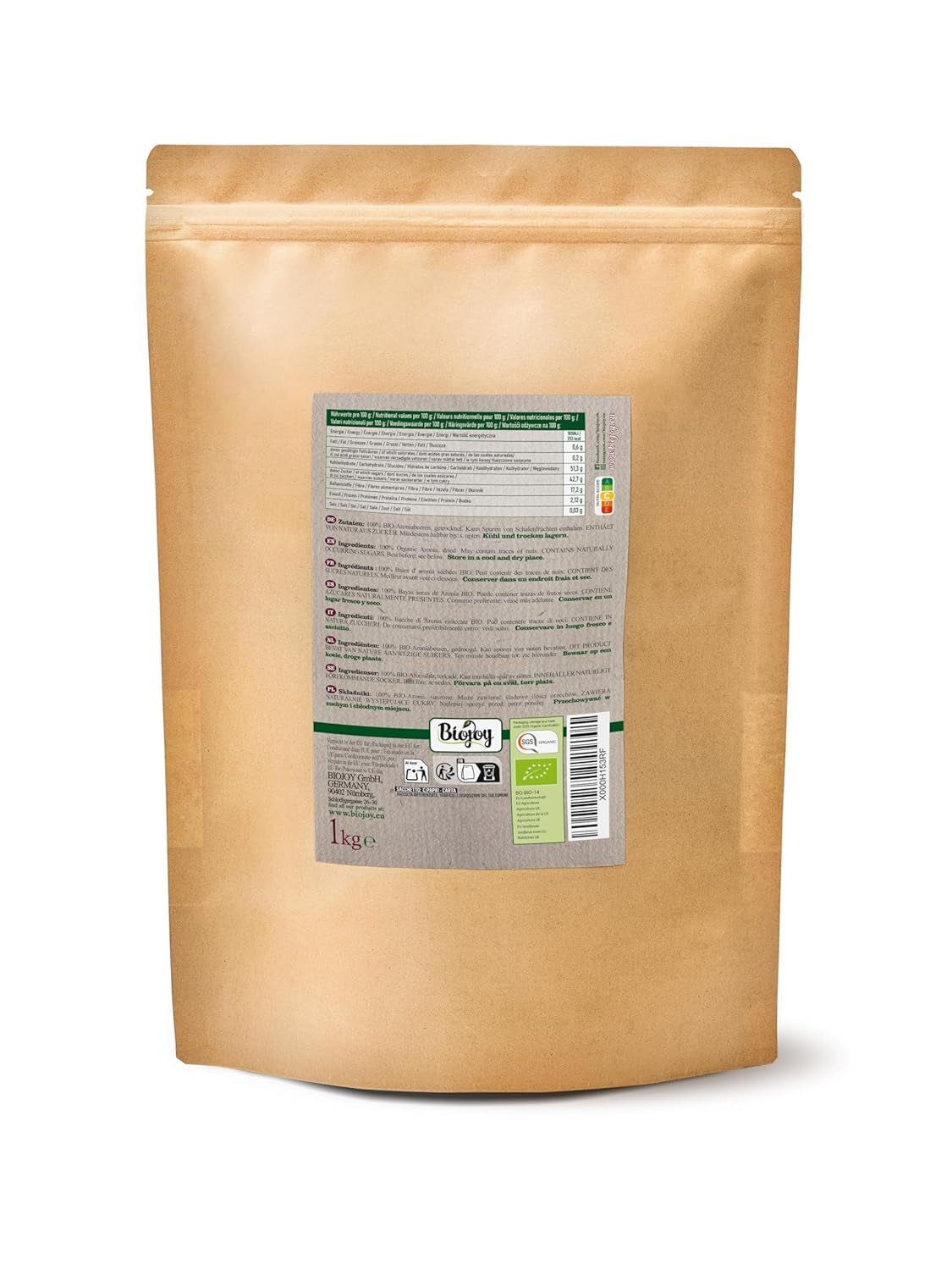 Biojoy bio plody aronie (1 kg), sušené a celé (Aronia melanocarpa) Dehydrované produkty Naty Shop