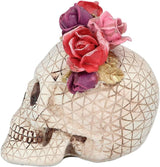Boland 73089 - Dekorace Lebka s růžemi, Lebka s květinovým věncem, Stolní dekorace pro Halloween a karneval, Dia de los Muertos Sošky a Sochy Naty Shop