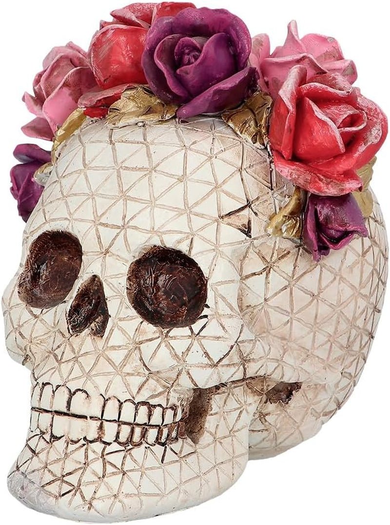 Boland 73089 - Lebka s ozdobou růží, Lebka s květinovým věncem, Halloweenské a karnevalové dekorace na stůl, Dia de los Muertos Sošky a Sochy Naty Shop Výchozí název