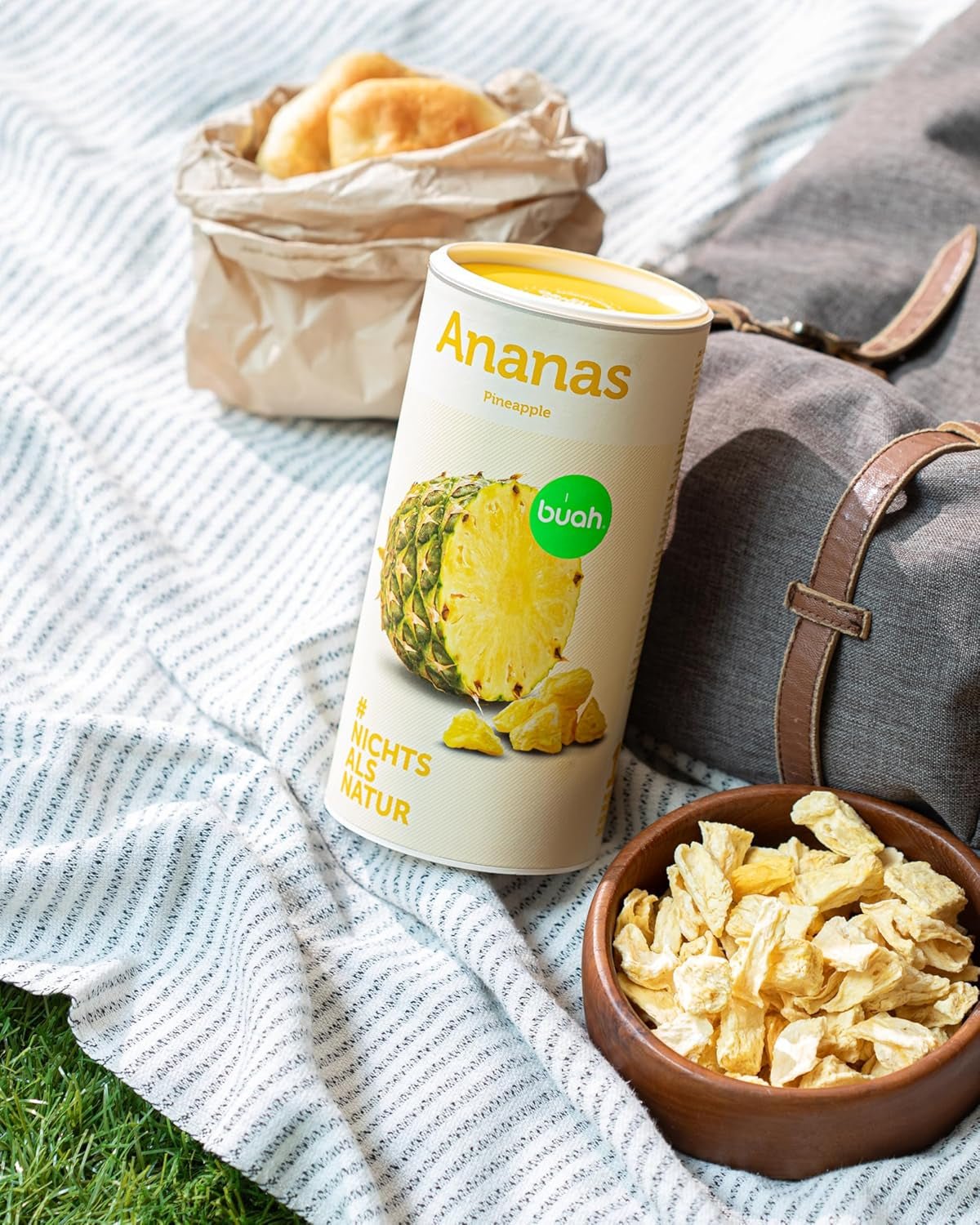BUAH® Lyofilizovaný ananas | Ananasové chipsy jako svačina nebo do müsli a dezertů | Ideální náhrada sladkostí | Vegan a bez přidaného cukru | 100% mrazem sušené ovoce | 200 g dehydratovaných produktů Naty Shop