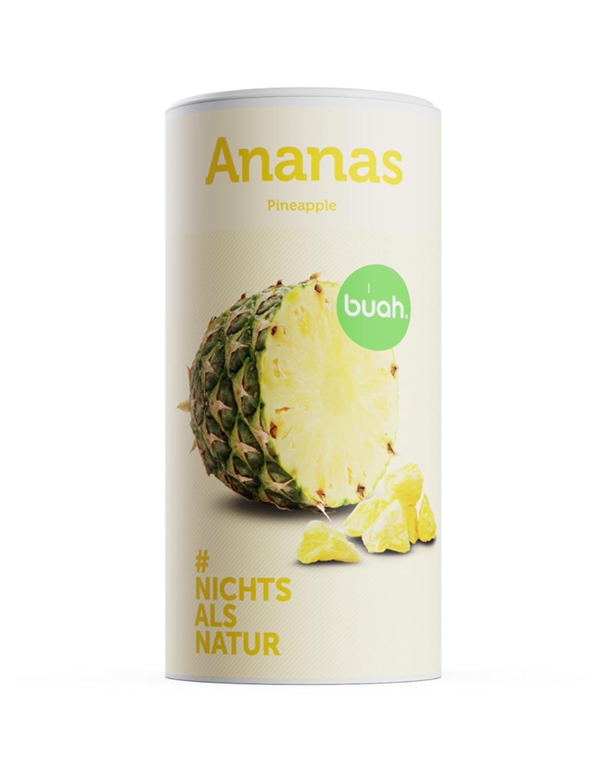 BUAH® Lyofilizovaný ananas | Ananasové chipsy jako svačina nebo do müsli a dezertů | Ideální náhrada sladkostí | Vegan a bez přidaného cukru | 100% mrazem sušené ovoce | 200 g dehydratovaných produktů Naty Shop 200 g