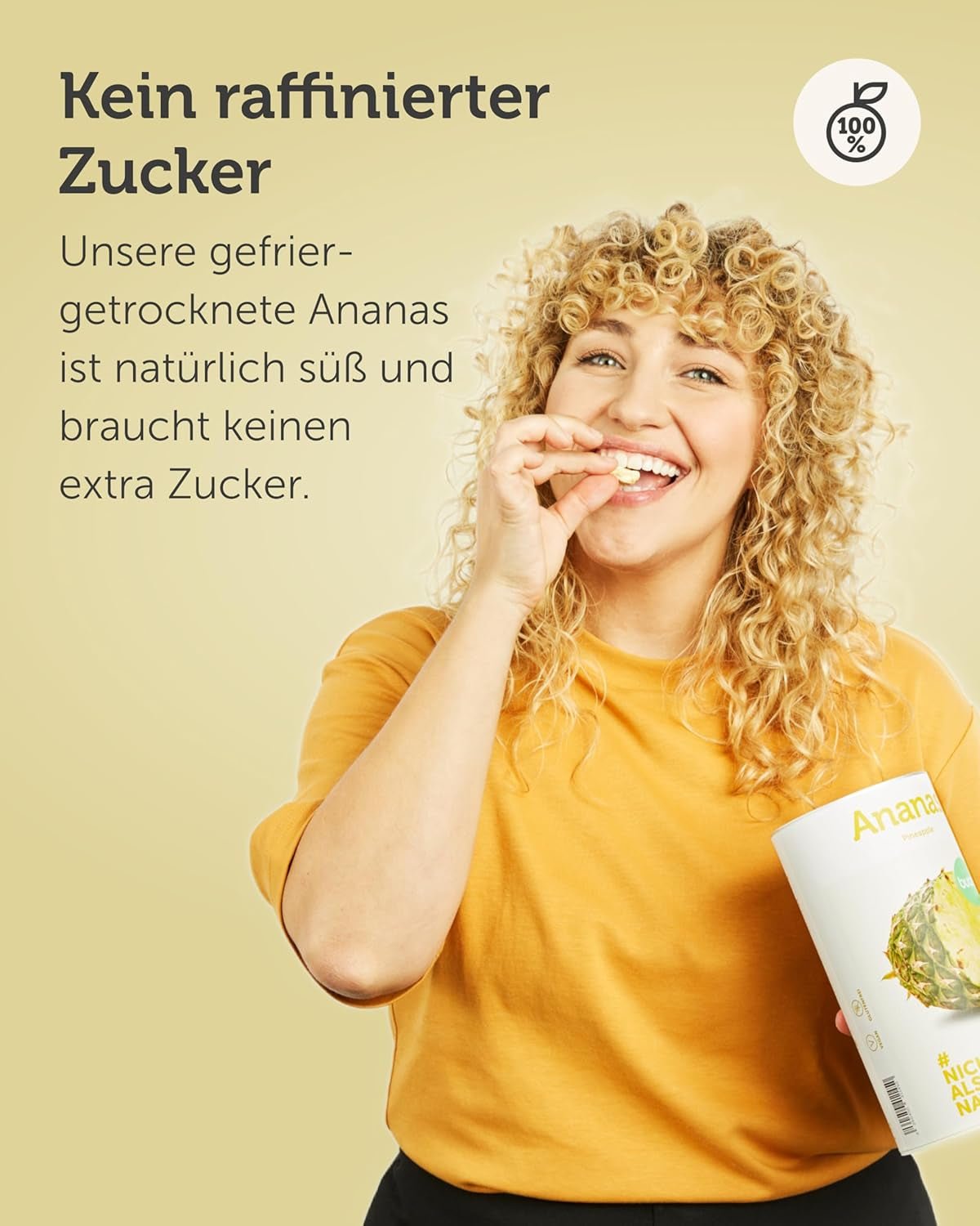 BUAH® Lyofilizovaný ananas | Ananasové chipsy jako svačina nebo do müsli a dezertů | Ideální náhrada sladkostí | Vegan a bez přidaného cukru | 100% mrazem sušené ovoce | 200 g dehydratovaných produktů Naty Shop