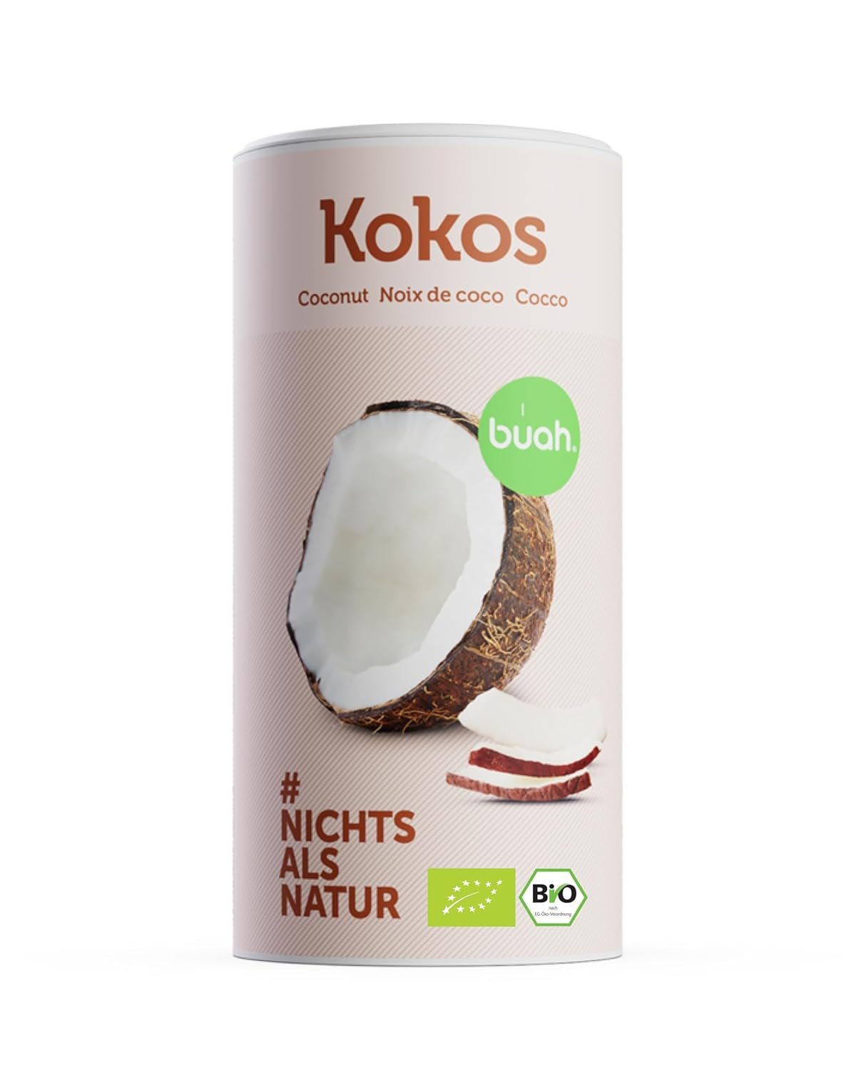 BUAH® Sušené kokosové chipsy | Bio kokosové lupínky, svačina, müsli a kokosové lupínky na pečení | Ideální náhrada za cukroví | Vegan a bez přidaného cukru | 400g Dehydrované produkty Naty Shop Výchozí název