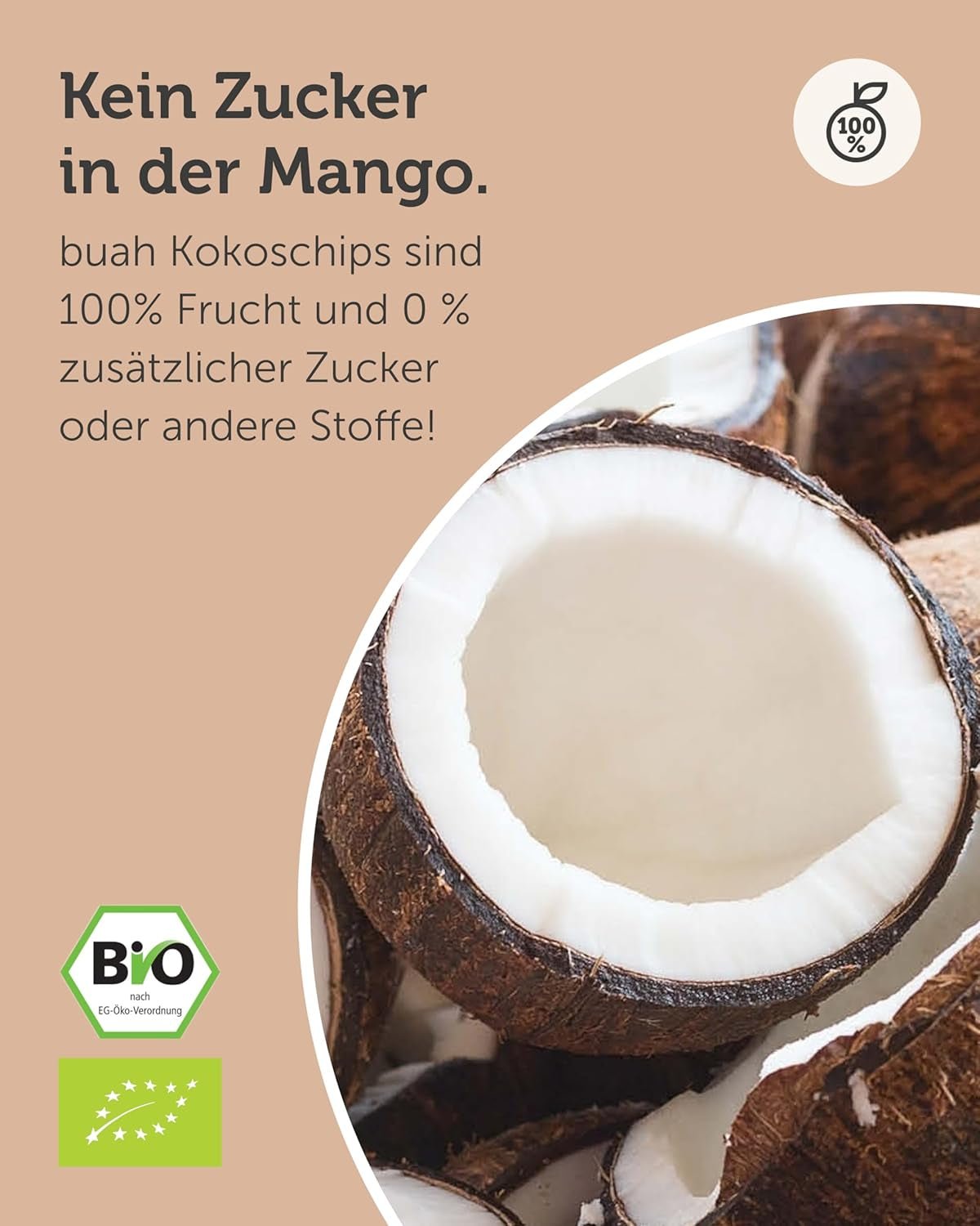 BUAH® Sušené kokosové chipsy | Bio kokosové lupínky, svačina, müsli a kokosové lupínky na pečení | Ideální náhrada za cukroví | Vegan a bez přidaného cukru | 400 g dehydratovaných produktů Naty Shop