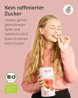 BUAH® Bio mrazem sušená jablka | Mrazem sušená bio jablka bez přidaného cukru | 100% mrazem sušené ovoce (veganské bezlepkové bez laktózy) | Ideální svačina (110g) Dehydrované produkty Naty Shop