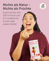 BUAH® Mrazem sušená ovocná směs | třešně, jahody, červený a černý rybíz lyofilizovaný bez přidaného cukru | 100% ovoce | veganské, bezlepkové, bezlaktózové (128g) dehydratované produkty Naty Shop
