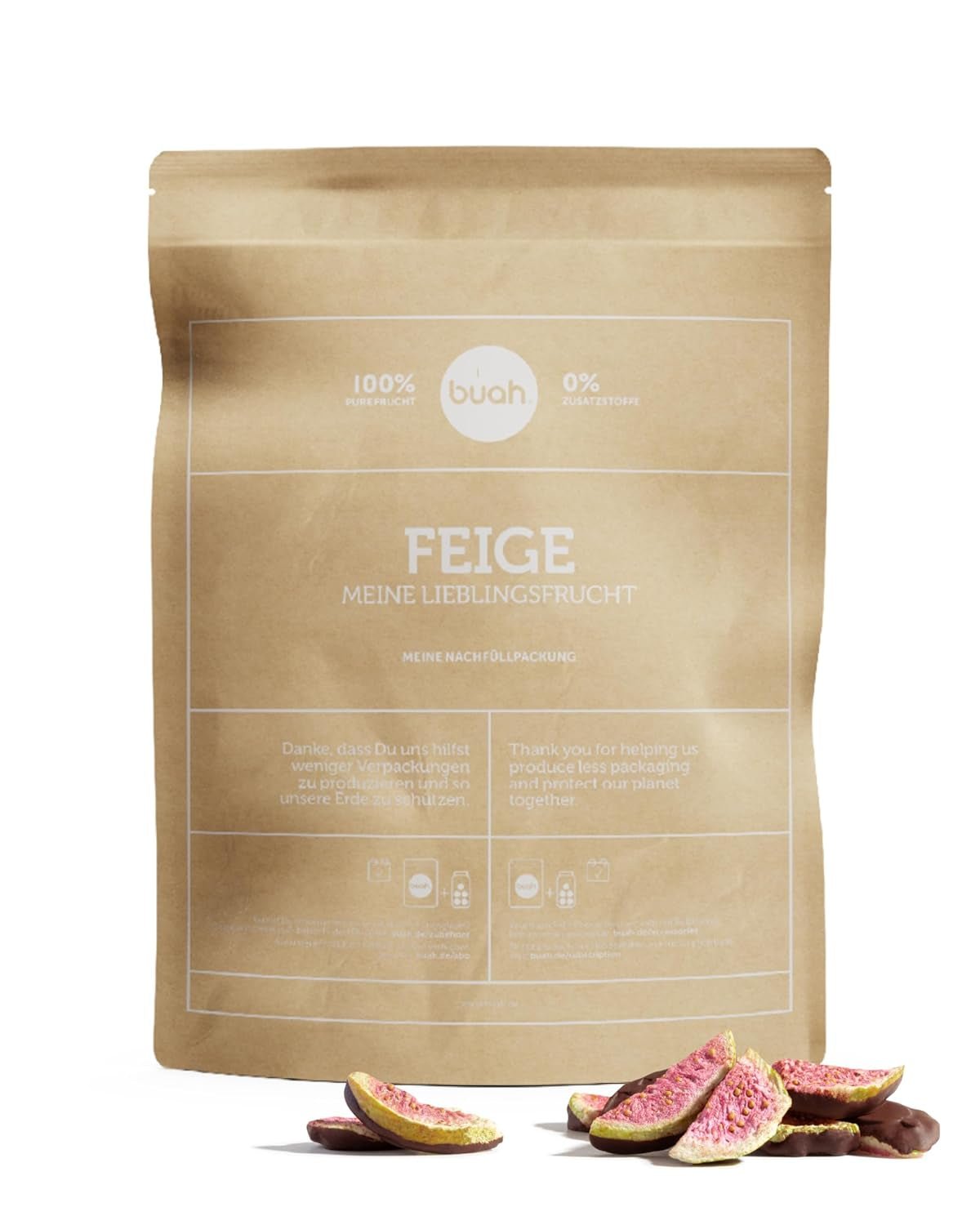 BUAH® Mrazem sušené fíky | Fíkové chipsy Jako svačina, k müsli a dezertům | Ideální náhrada za cukroví | Vegan a bez přidaného cukru | 220 g dehydratovaných produktů Naty Shop 410 g