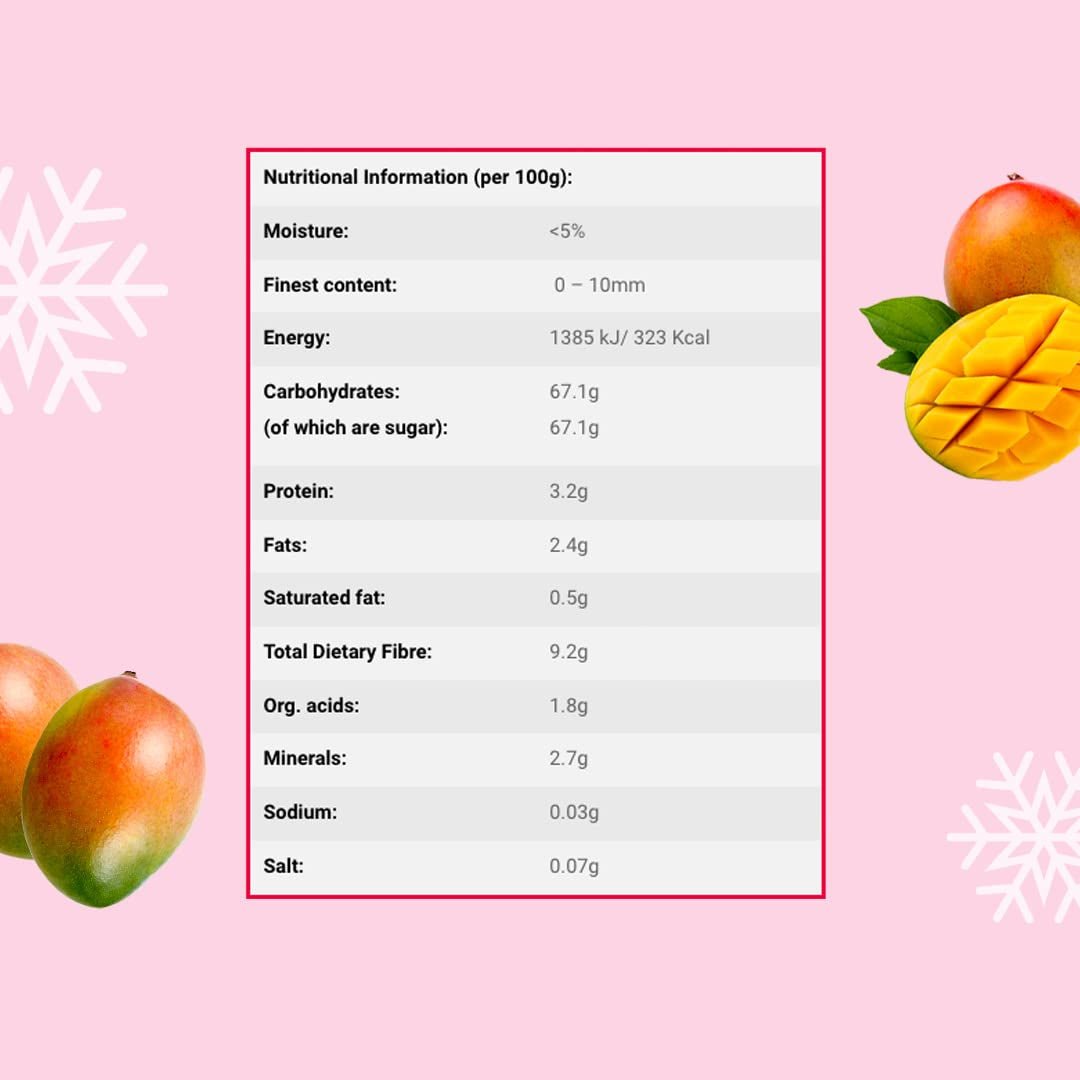 Lyofilizované kousky manga 100g - Lyofilizované ovoce - Lyofilizované sušené ovoce - Sušené mango - Perfektní pro svačiny, pečení, müsli, smoothies a dezerty Dehydrované produkty Naty Shop
