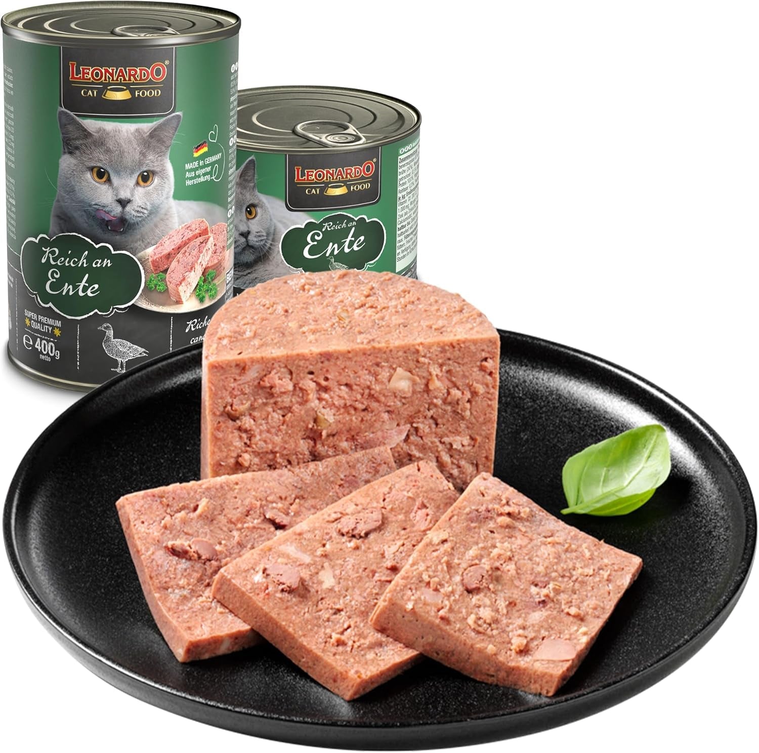 LEONARDO Mokré krmivo [6x800g kachna] | Mokré krmivo pro kočky bez obilovin | Complete Wet Canned Food