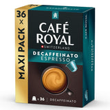 Café Royal Espresso Decaffeinato – kávové kapsle kompatibilní s Nespresso®, 100% Arabica, Intensität 6/12, Rainforest Alliance, bez kofeinu, 36 kapslí
