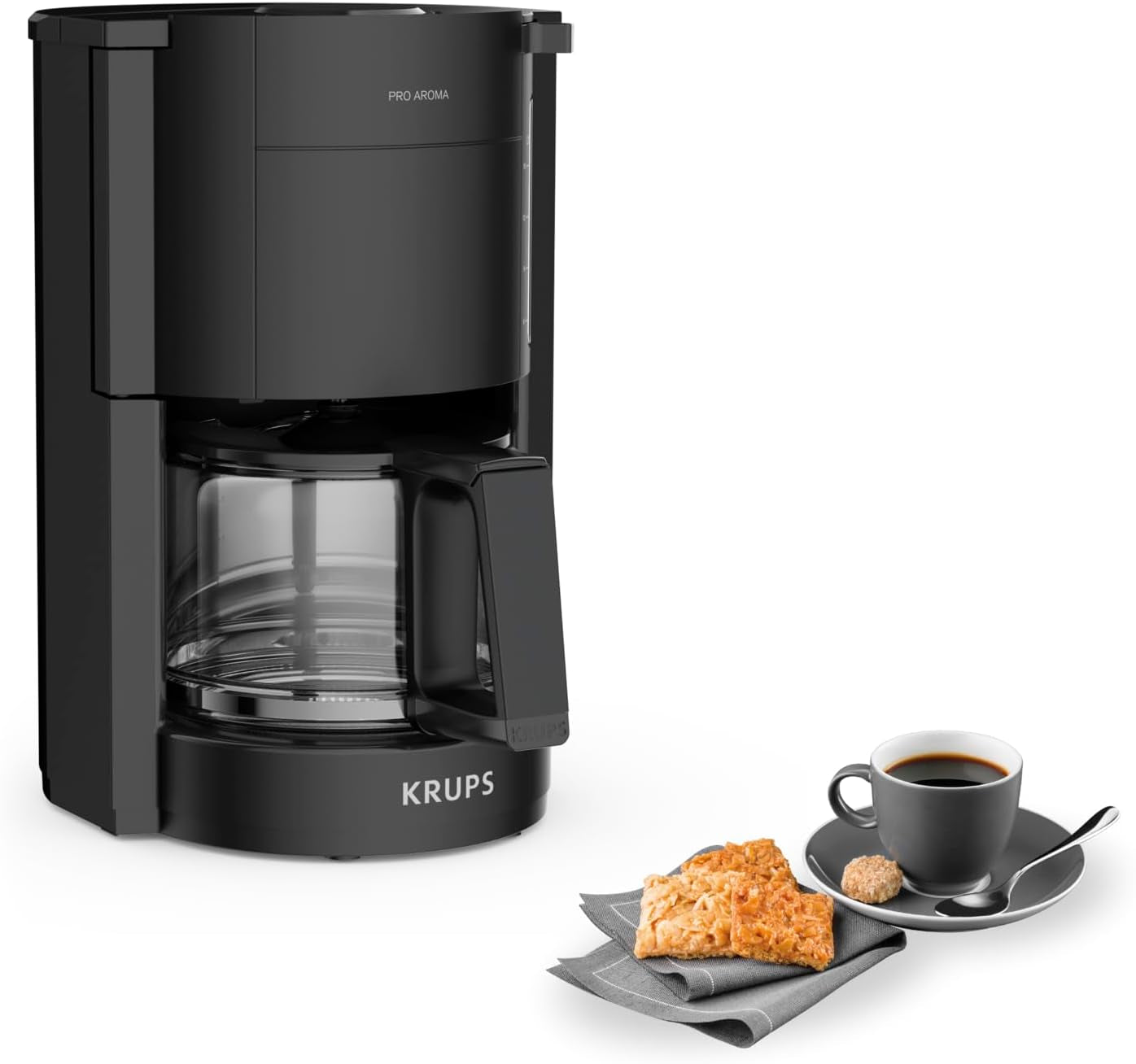 Espresso kávovar Krups F30908 ProAroma s filtrem a skleněnou karafou, objem 1,25 l, 10-15 šálků, 1050 W, černá