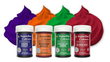 Sugarflair Pasta Food Coloring Set/4 potravinářské barvy na těstoviny, fondán, marcipán, cukrovou pastu, máslový krém a další: Macabre Green, Grape Purple, Blood Red