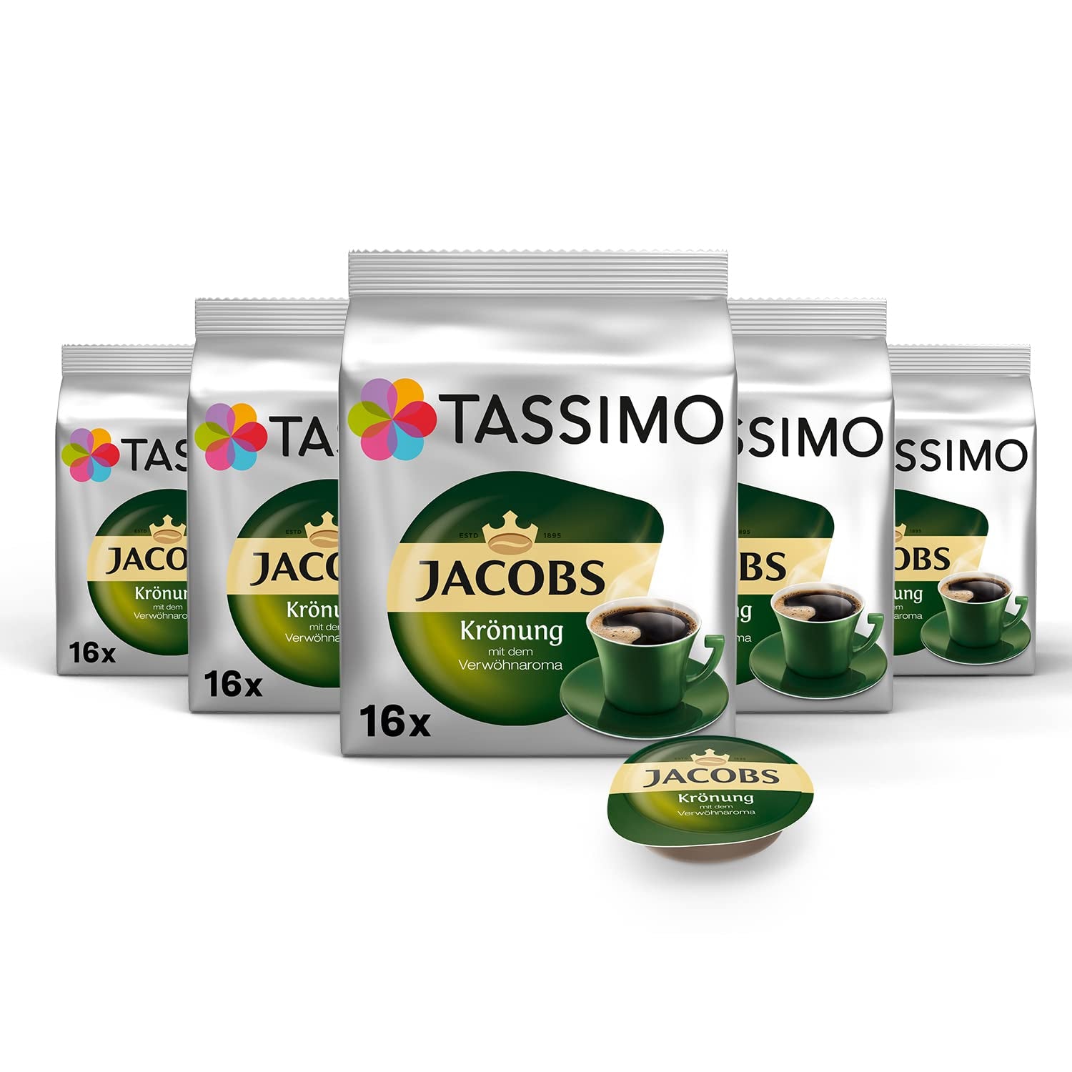 Tassimo Kapseln Jacobs Krönung, 5 x 16 padů, 80 Kaffeekapseln