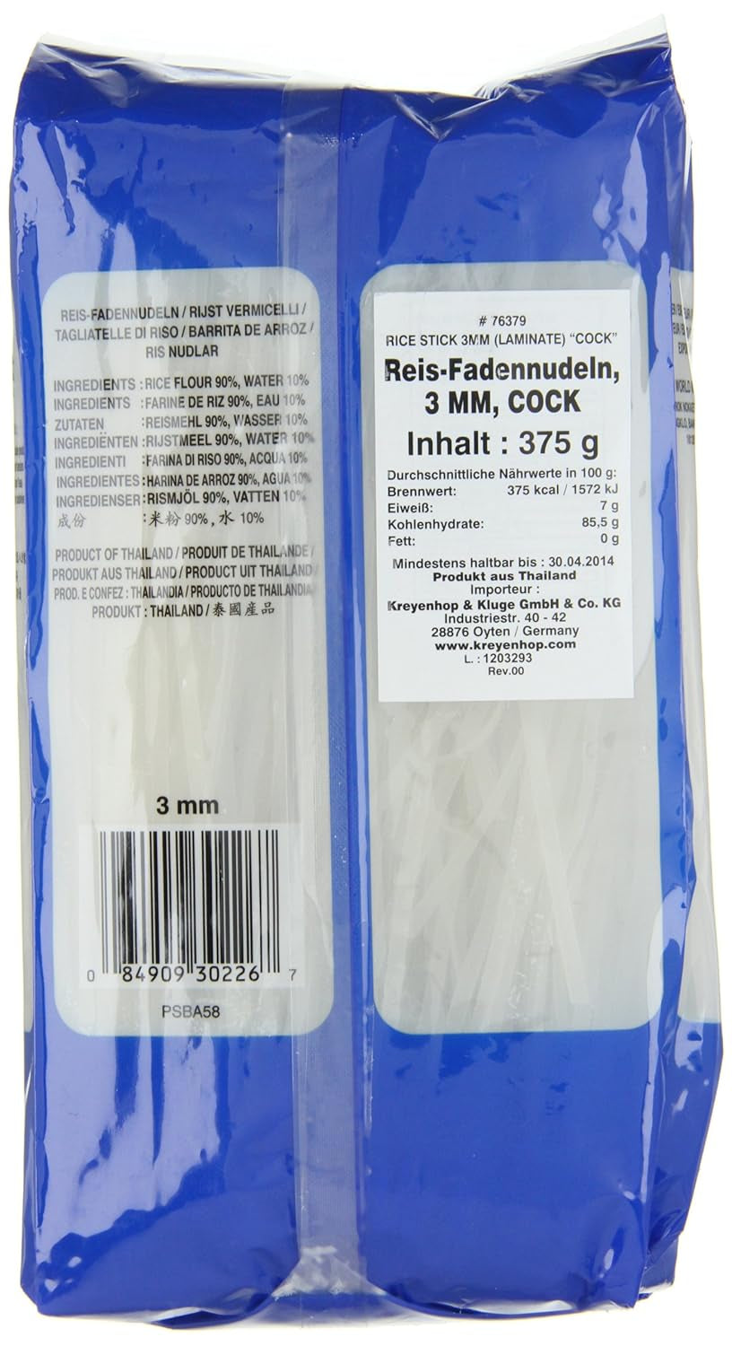 Kohout rýžové nudle, 3 mm, Grade 1 (1 balení x 375 g)