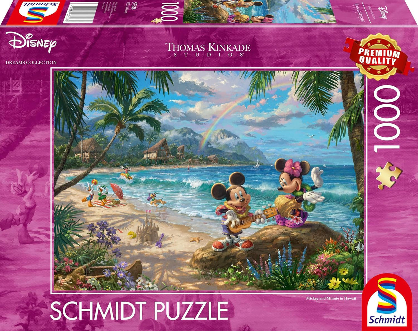 Schmidt Spiele Thomas Kinkade 57528 Disney Mickey a Minnie na Havaji 1000dílné barevné puzzle [exkluzivně pro Amazon] Puzzle Naty Shop Výchozí název