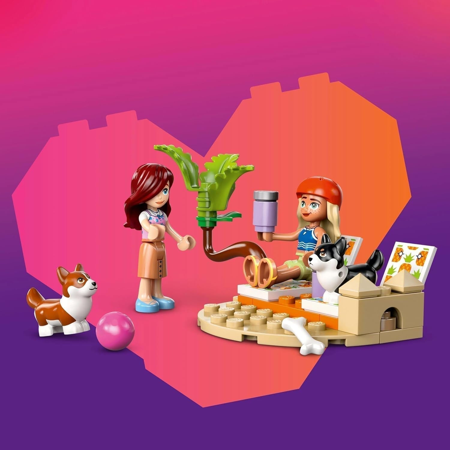 LEGO Friends Plážové dobrodružství se psy Stavebnice pro dívky 6letá zvířátka se 2 minifigurkami a 2 figurkami Corgi Kreativní děti Dárek pro surfové prkno Dobrodružná stavebnice 42641 Stavebnice Besuche den LEGO-Store