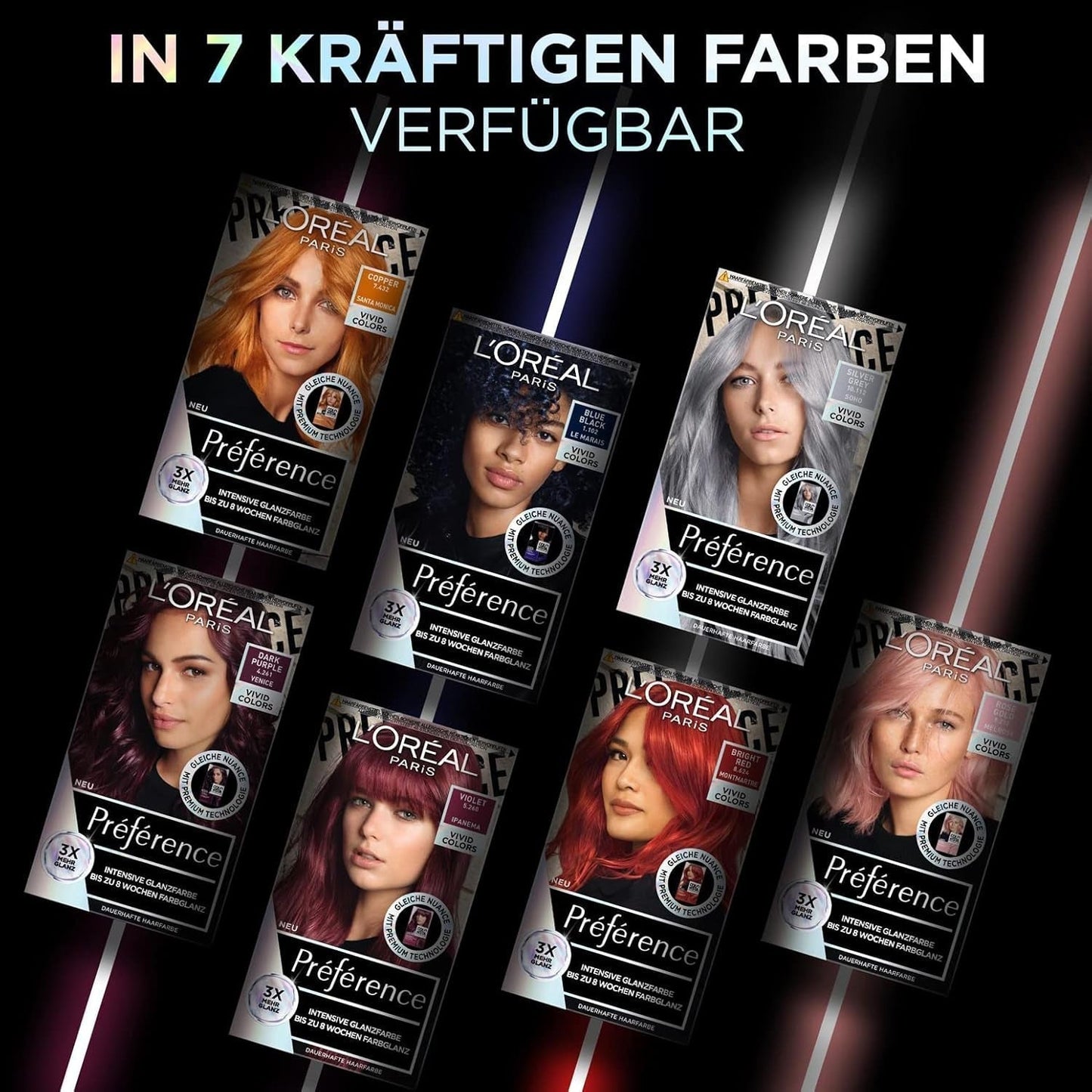 L'Oréal Paris Intenzivní permanentní barva na vlasy, Až 8 týdnů zářivých vlasů a intenzivní barvy, Préférence Vivid Colors, Barva: 10.112 STŘÍBRNO ŠEDÁ, 1 ks (balení 2 ks) Barva na vlasy Naty Shop