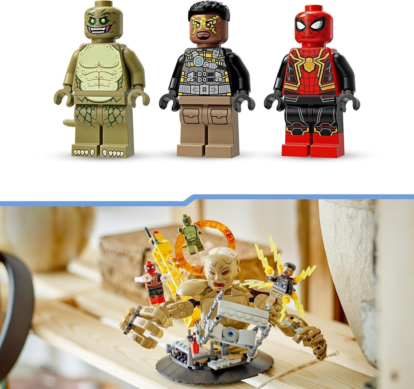 LEGO Marvel Spider-Man vs. Hračka Sandman: Showdown Superhrdina s figurkami včetně ještěrky a elektro Hračka na hraní rolí Dárek pro akční nadšence pro chlapce a dívky 76280 Stavebnice Besuche den LEGO-Store
