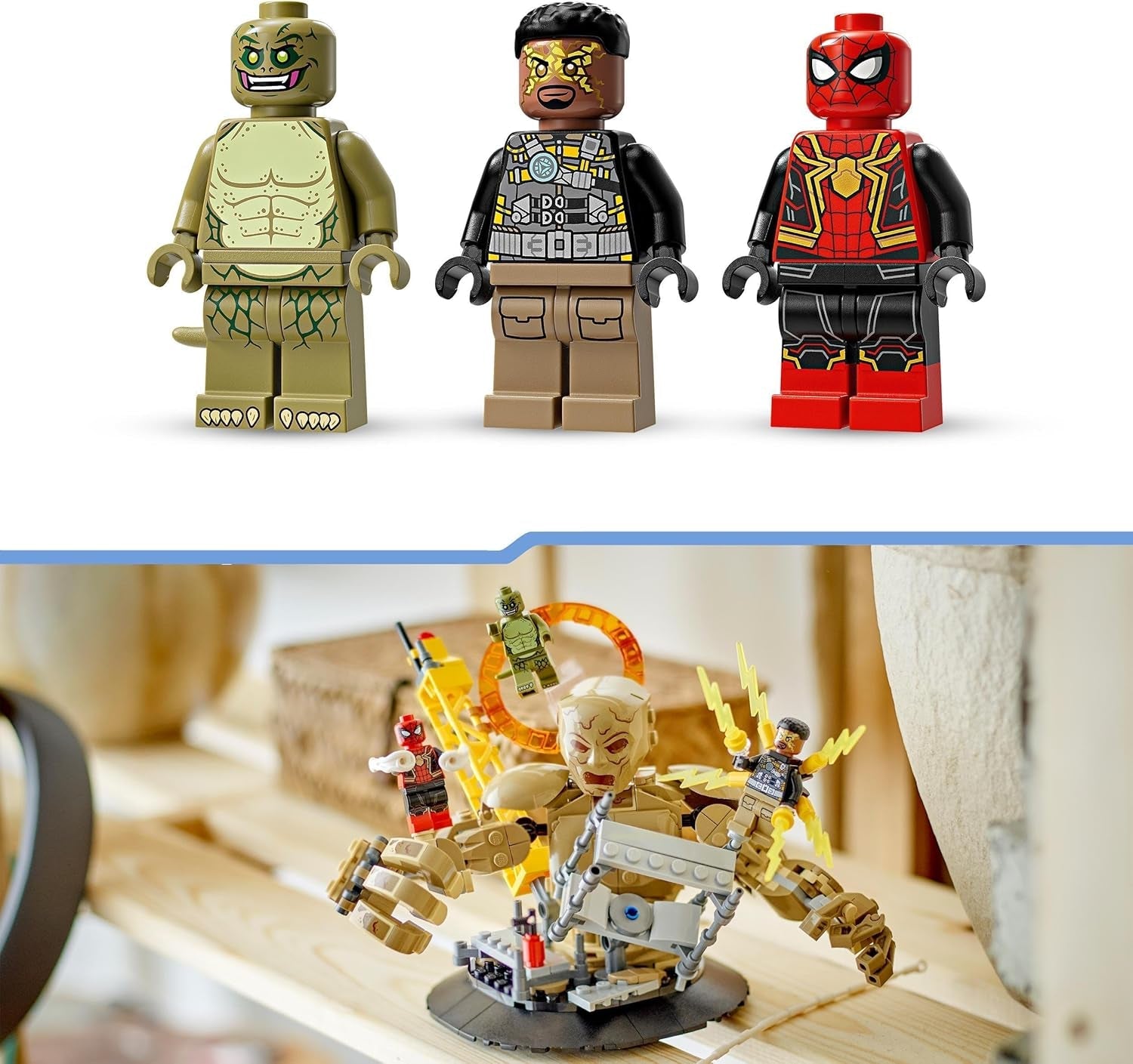 LEGO Marvel Spider-Man vs. Hračka Sandman: Showdown Superhrdina s figurkami včetně ještěrky a elektro Hračka na hraní rolí Dárek pro akční nadšence pro chlapce a dívky 76280 Stavebnice Besuche den LEGO-Store