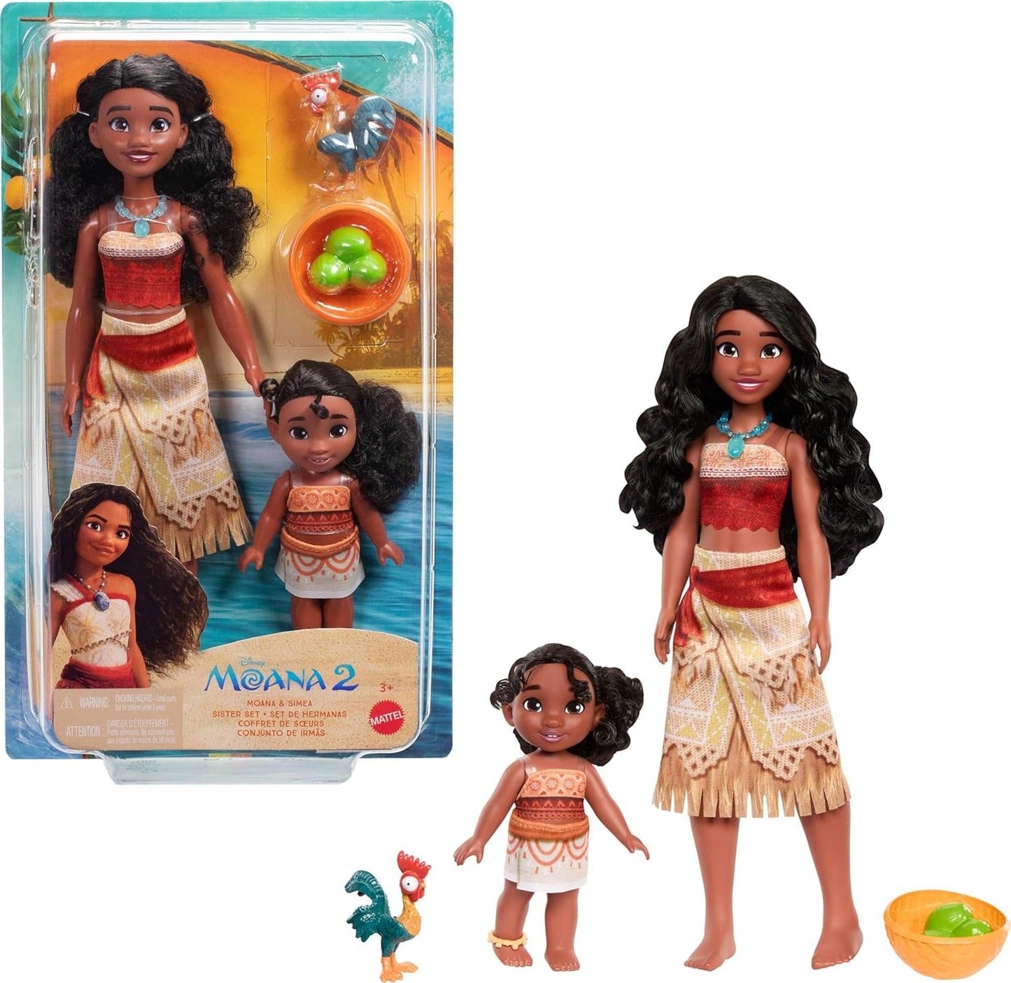 Módní panenka Mattel Disney Moana JBT41 Simea s příslušenstvím ke kotníku, 5 kloubovými klouby a odnímatelným oblečením Hračka inspirovaná filmem JBT41