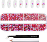 Beadsland 2500 ks Glas Nailart Strasssteine ​​​​Kristall Flatback Edelsteine ​​Runde, ​​Für Handwerk Gemischt 8 Größen SS4 ~ SS30 Mit Picking Pinzette Und Stift (Kristall Weiss)