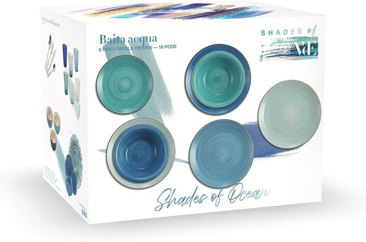 VDE 1996 Baita Acqua Ocean 5907301 Tafelservice aus Steingut, 18dílný