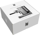 Kávovar WMF Lumero, portafiltr, 1400 wattů, portafilter, 3 vložky, pro 1-2 šálky na espresso, včetně kapslí, 15 bar, držák šálků, napěňovač mléka, matná nerezová ocel