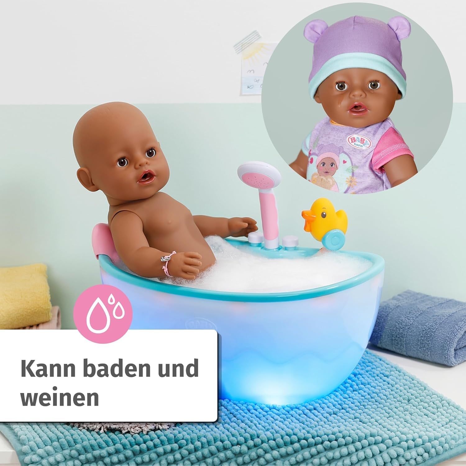 BABY Born Eva 43 cm, panenka s 10 funkcemi a doplňky, pro děti od 3 let, funguje bez baterie, velká panenka 43 cm, 836408 Zapf Creation Dolls Naty Shop