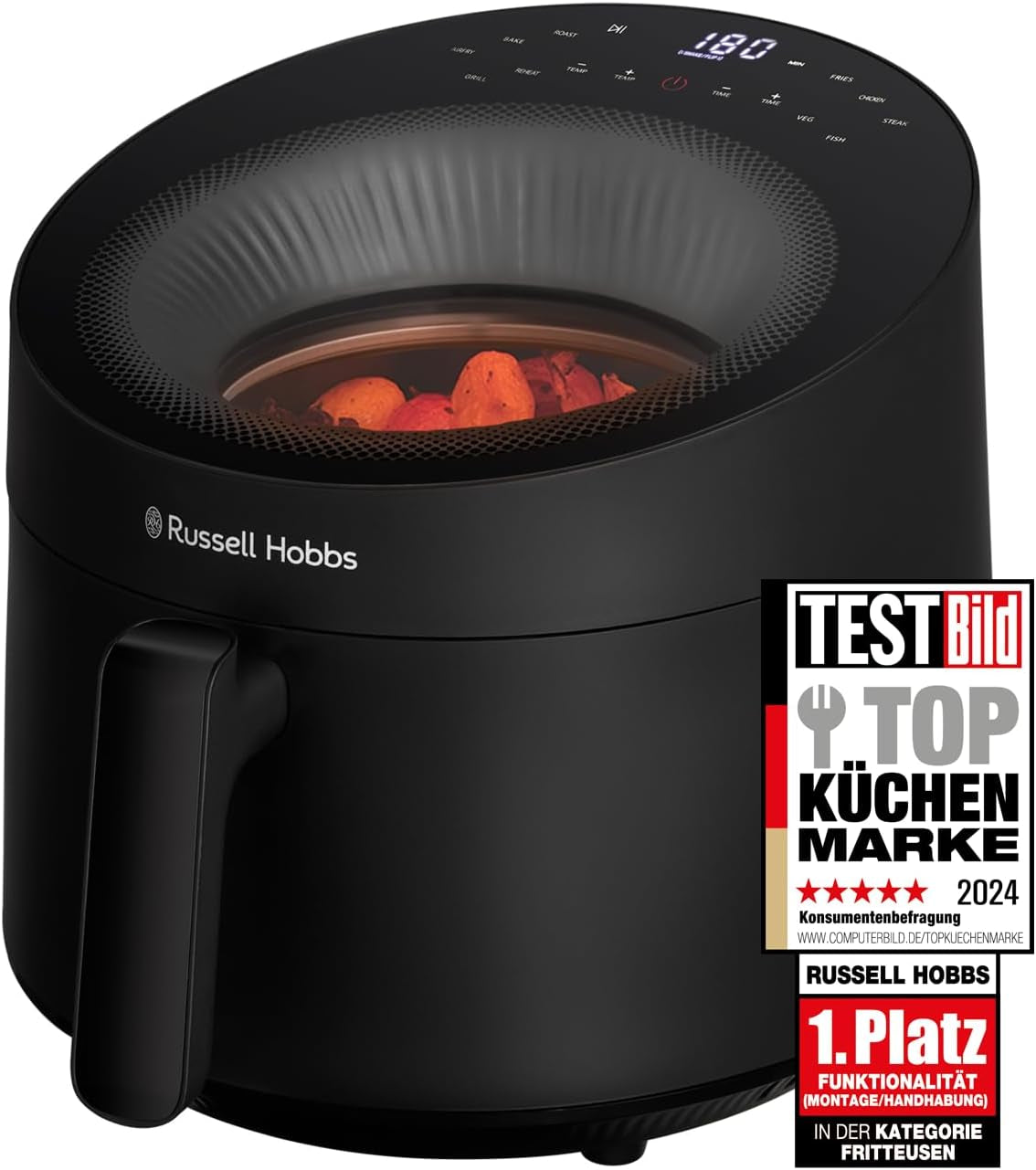 Russell Hobbs Airfryer, 5 litrů, 10 programů, okénko Naty Shop Appliances Black