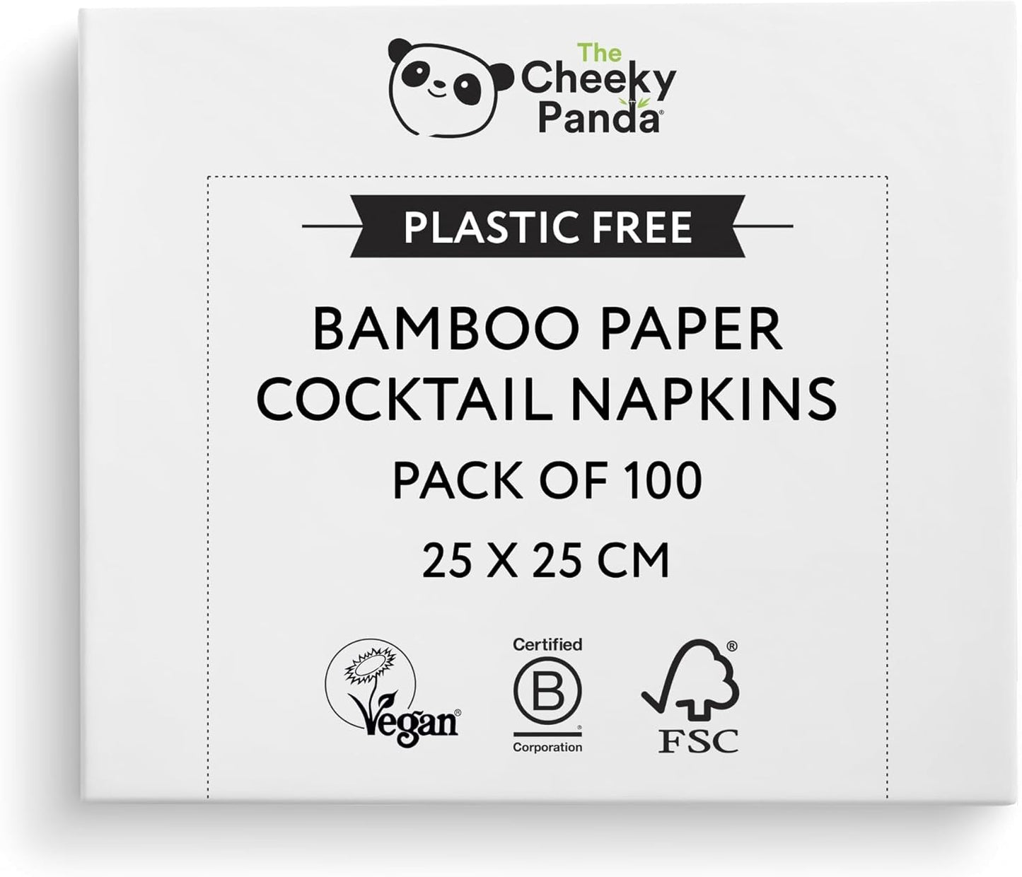 Bambusové koktejlové ubrousky Cheeky Panda | bílé ubrousky 100 kusů papírových ubrousků