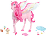 Barbie A Hidden Magic Pegasus – interaktivní hračka se světly a zvuky, 10 doplňků, duhová křídla, pro děti od 3 let, panenky HLC41 Naty Shop Single