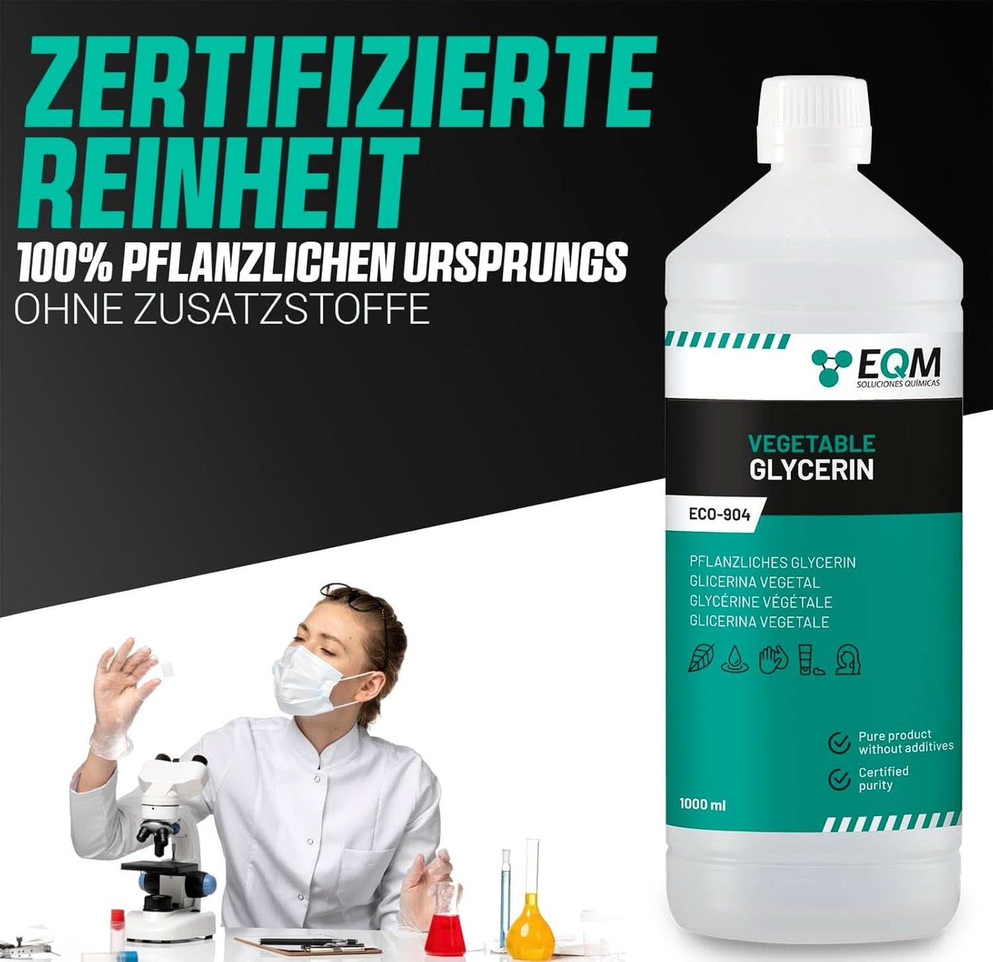 Rostlinný glycerin, 100% přírodní, přírodní zvlhčovač pro vlasy a pokožku, ideální pro mýdla, šampony, krémy, 1 litr Sprcha a vana Naty Shop