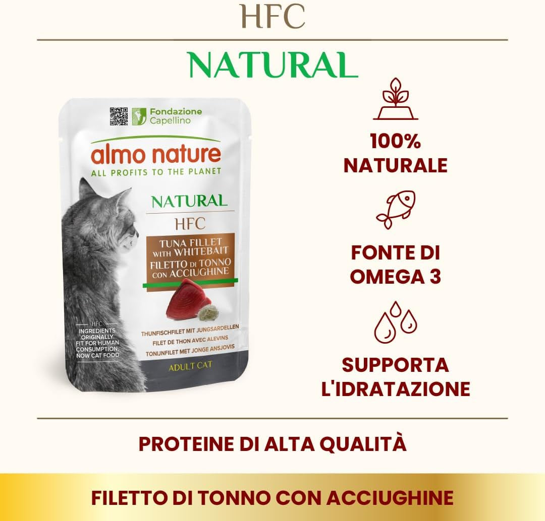 almo nature HFC Natural - Mokré krmivo pro kočky - s kuřecím masem - Lidská kvalita, Bez lepku, Monoprotein - 55g, balení 6 ks