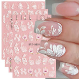 4 Blatt 3D Nálepka na nehty Frühling Blume Nagelaufkleber 5D Stereoskopisch Selbtklebend Nálepka na nehty Dekoration Nageldesign Zubehör