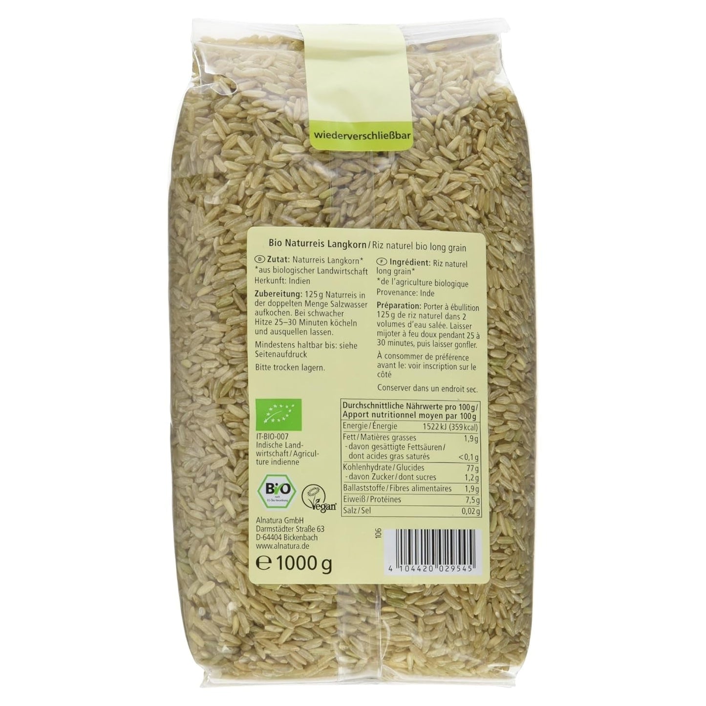 Bio dlouhozrnná hnědá rýže Balení po 6 kusech (6 x 1 kg)