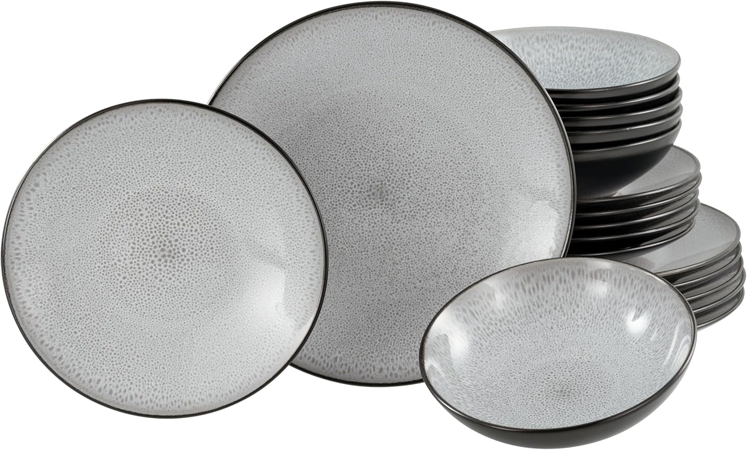 CreaTable, 23964, Serie Malmö, 18dílný Geschirrset für 6 Personen, Teller Set aus Steinzeug, spülmaschinen- und mikrowellengeeignet, Qualitätsproduktion
