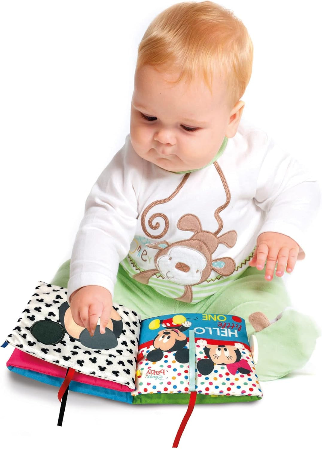 Clementoni 17721 Disney Baby - látková knížka, všestranná cestovní hračka pro miminko, praskající a pískací obrázková knížka pro novorozence od 0 měsíců Dětské hračky Naty Shop
