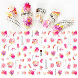 JMEOWIO Nálepka na nehty Frühling Blume 9 Blatt Nagelaufkleber Selbtklebend Rosa Blüte Nálepka na nehty Dekoration Nageldesign Zubehör