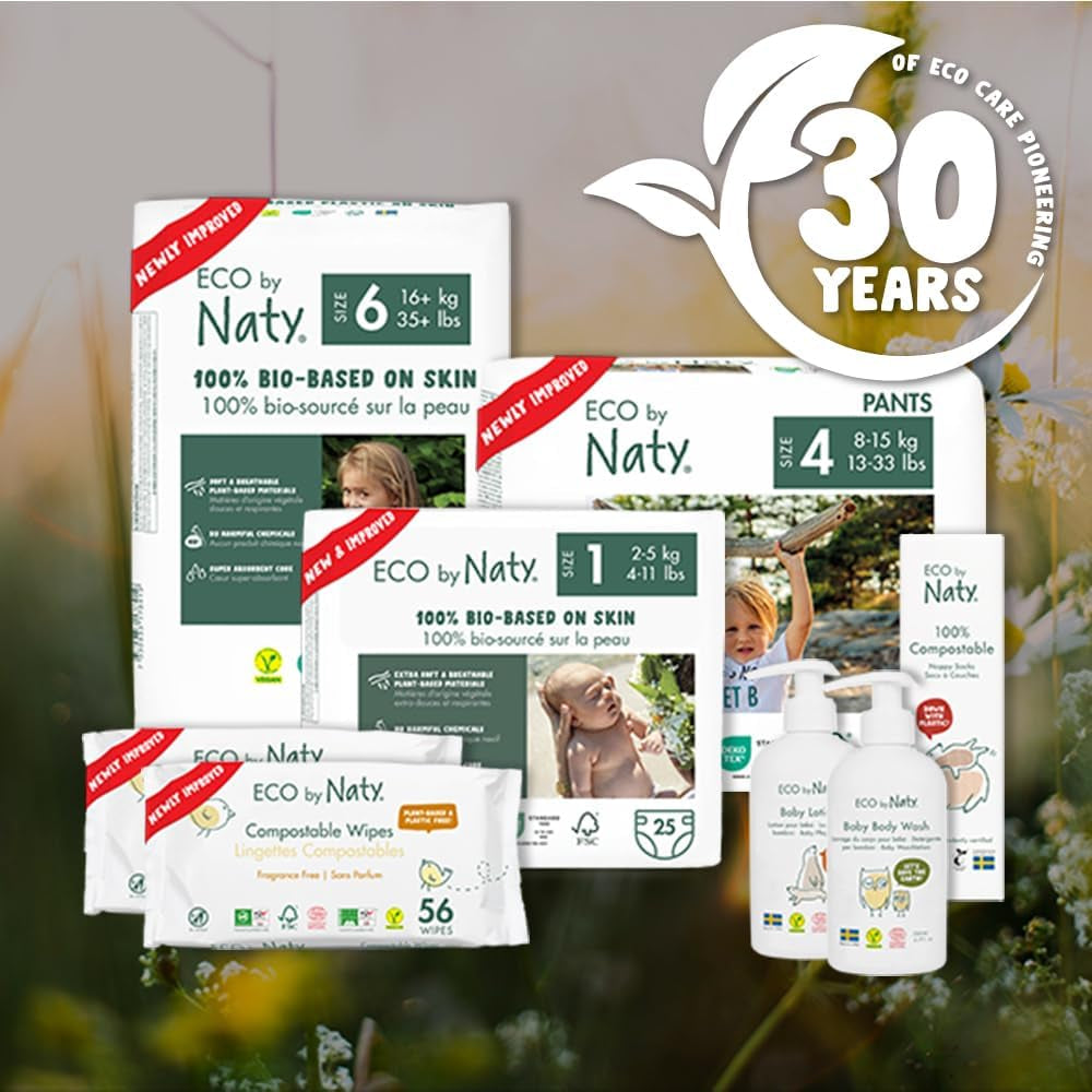 Eco plenky Eco by Naty Baby Eco plenky - prémiové organické plenky, ekologické, vyrobené z rostlinných materiálů, ideální pro citlivou dětskou pokožku (velikost 5 - 80 kusů)