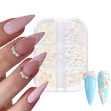 GZMAYUEN Nail Art Perlen Micro Caviar Für Nägel, 0,3-3 mm Goldene Silber Mini Caviar Strasssteine, Weiß Béžový Mini Nägel Perlen Mikroperlen Dekor Für Nägel