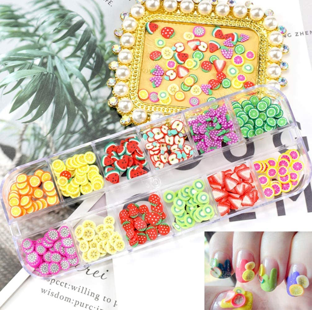 4 sada Nagel Obst Scheiben, Basicon Niedliche Obst Polymer Scheiben Obst Scheibe Nail Nagel 3D Obstscheibe Nail Art Slice Für DIY Liefert Maniküre Dekoration Schleim Zubehör Nageldekorationen, 4 Stile